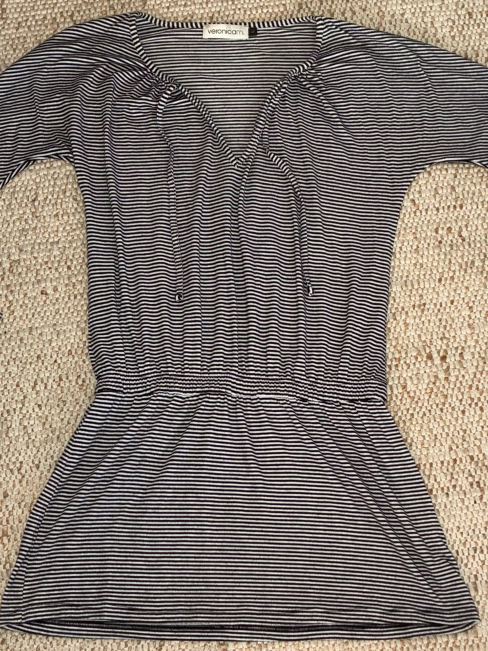 Veronica M Striped Dress Black White Small Casual Beach Cover Up